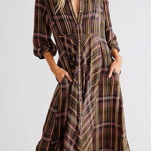 Free People Sadie Maxi Plaid print dress "sold out"